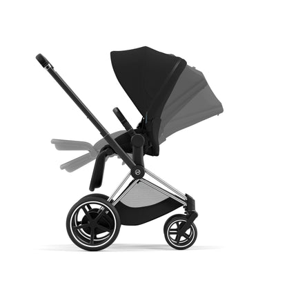 Cochecito Cybex e-PRIAM 2 - Estructura cromada/negra y paquete de asiento en negro profundo