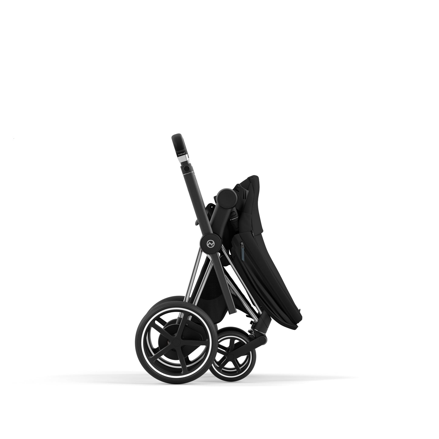 Cochecito Cybex e-PRIAM 2 - Estructura cromada/negra y paquete de asiento en negro profundo