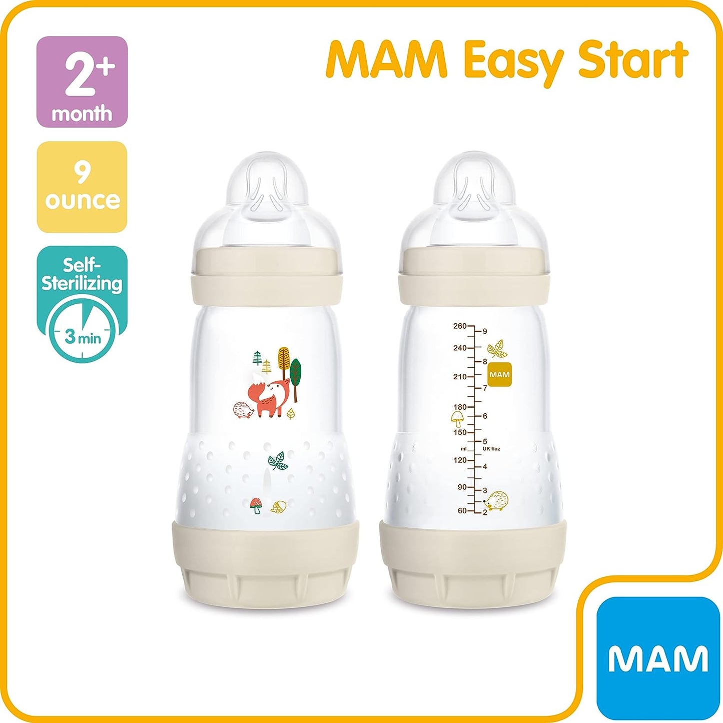 MAM Original Matte Bottles 9oz,  2 Pack