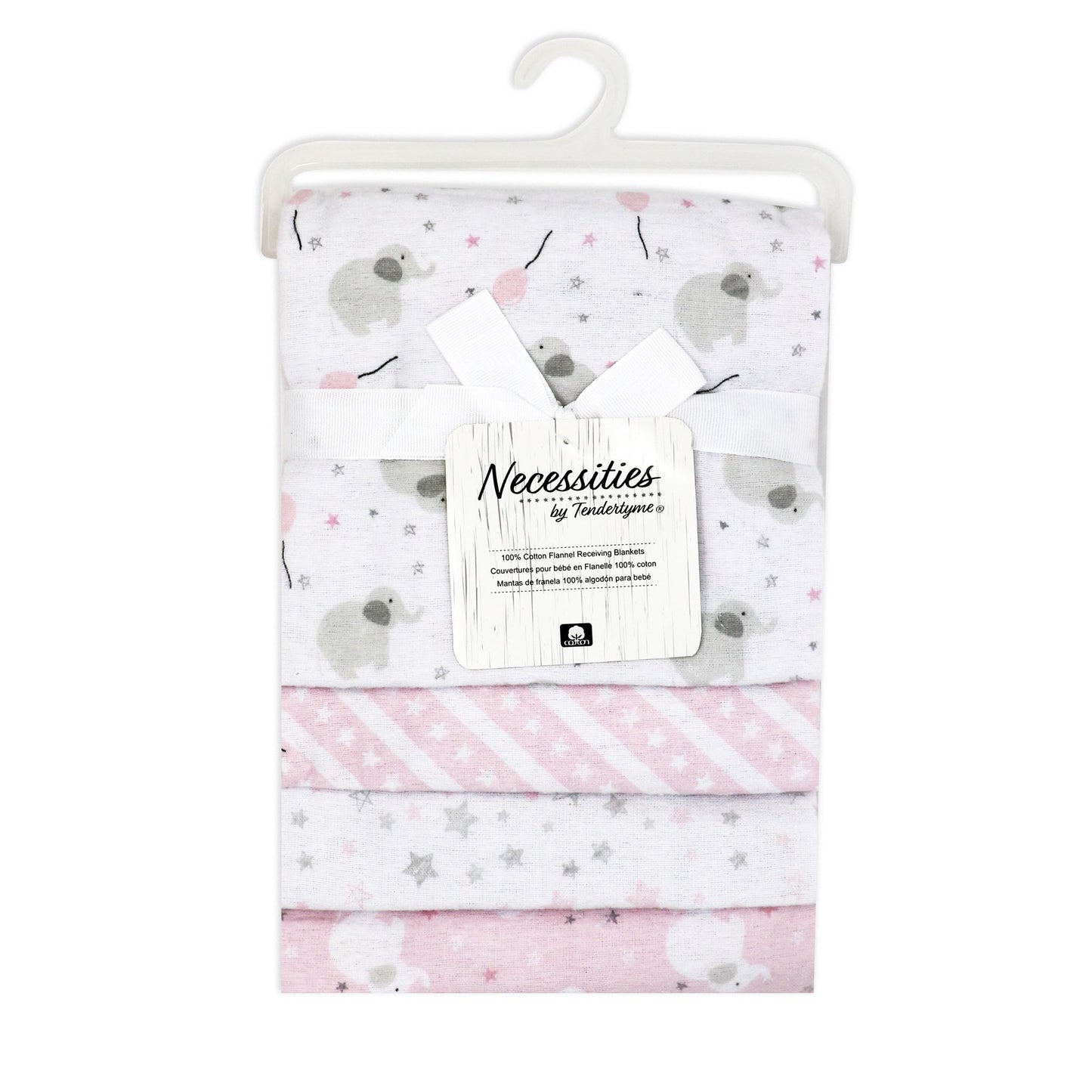 Tendertyme 4 Pack Flannel Receiving Blanket