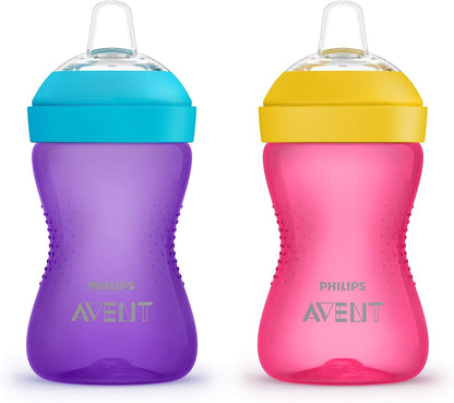 Copo Avent My Grippy Spout 10 onças, pacote com 2 - rosa e roxo