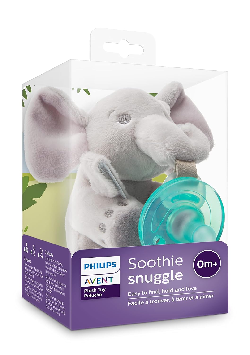 Porta-chupeta Avent Soothie Snuggle, 0M+, Elefante