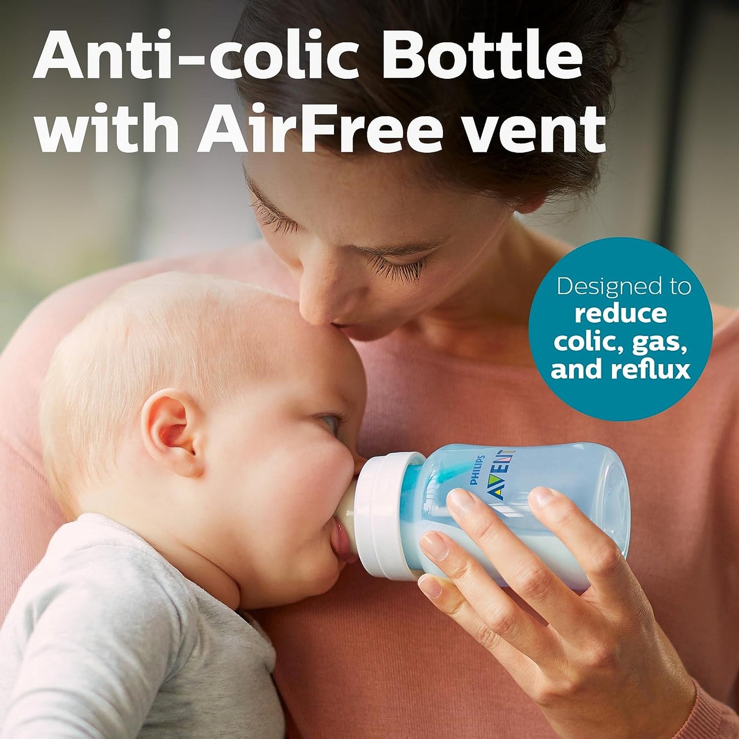 Avent Anti-Colic Baby Bottle with AirFree Vent - Blue Newborn Gift Set with Snuggle