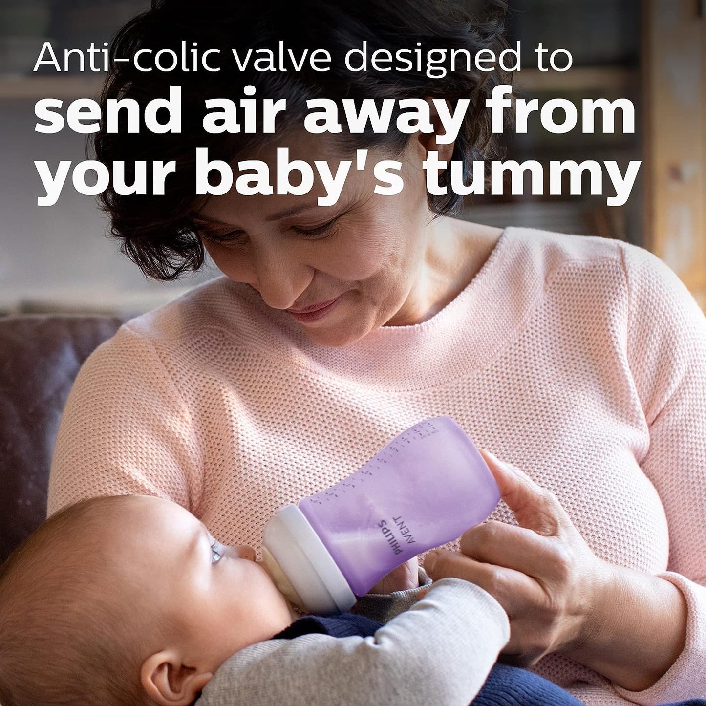 Mamadeira natural Avent com bico de resposta natural - Conjunto de presente para bebê roxo
