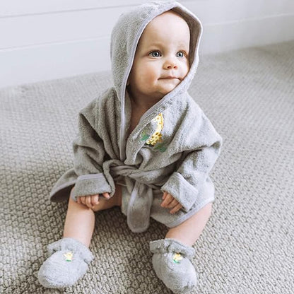 Spasilk Bathrobe With Booties - Grey Giraffe