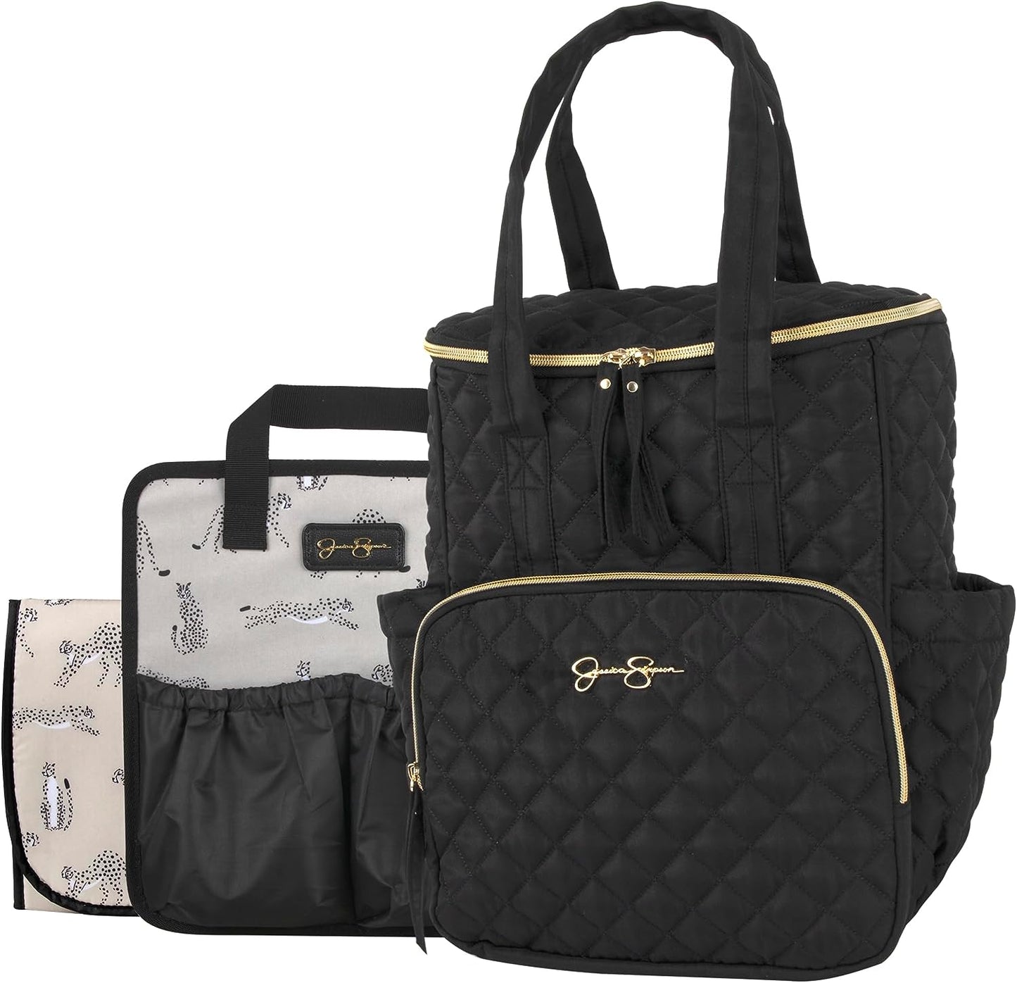 Jessica Simpson 3 Pieces Quilted Diaper Bag Backpack