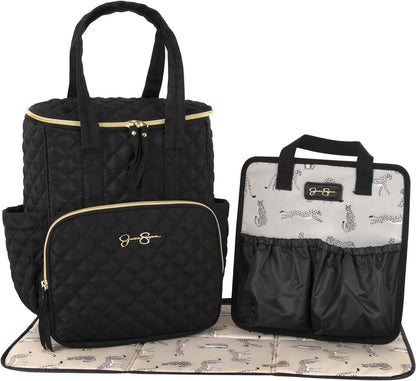 Jessica Simpson 3 Pieces Quilted Diaper Bag Backpack