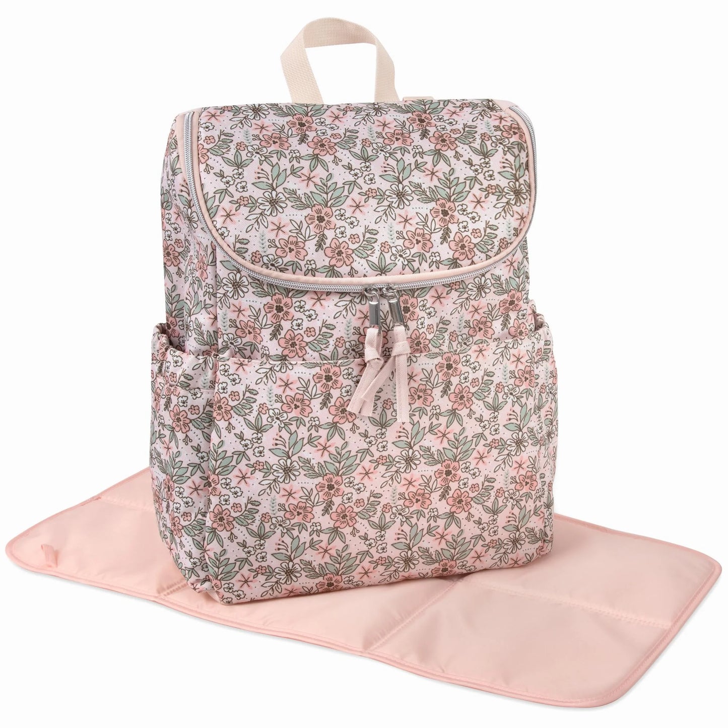 Baby Essentials Be 2pc Pink Floral Backpack Diaper Bag