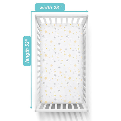 American Baby Printed Jersey Crib Sheets - Yellow Stars