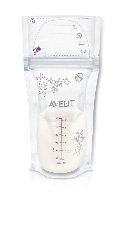 Avent Bolsas de almacenamiento de leche materna, 6 oz, 50 unidades