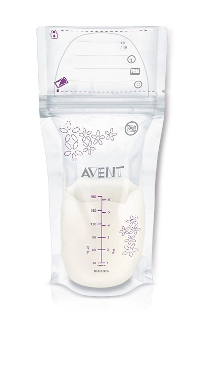 Sacos de armazenamento de leite materno Avent, 6 onças, 50 contagens
