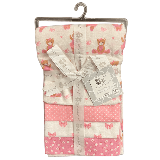 Crib Mates 4-Pack Flannel Receiving Blanket