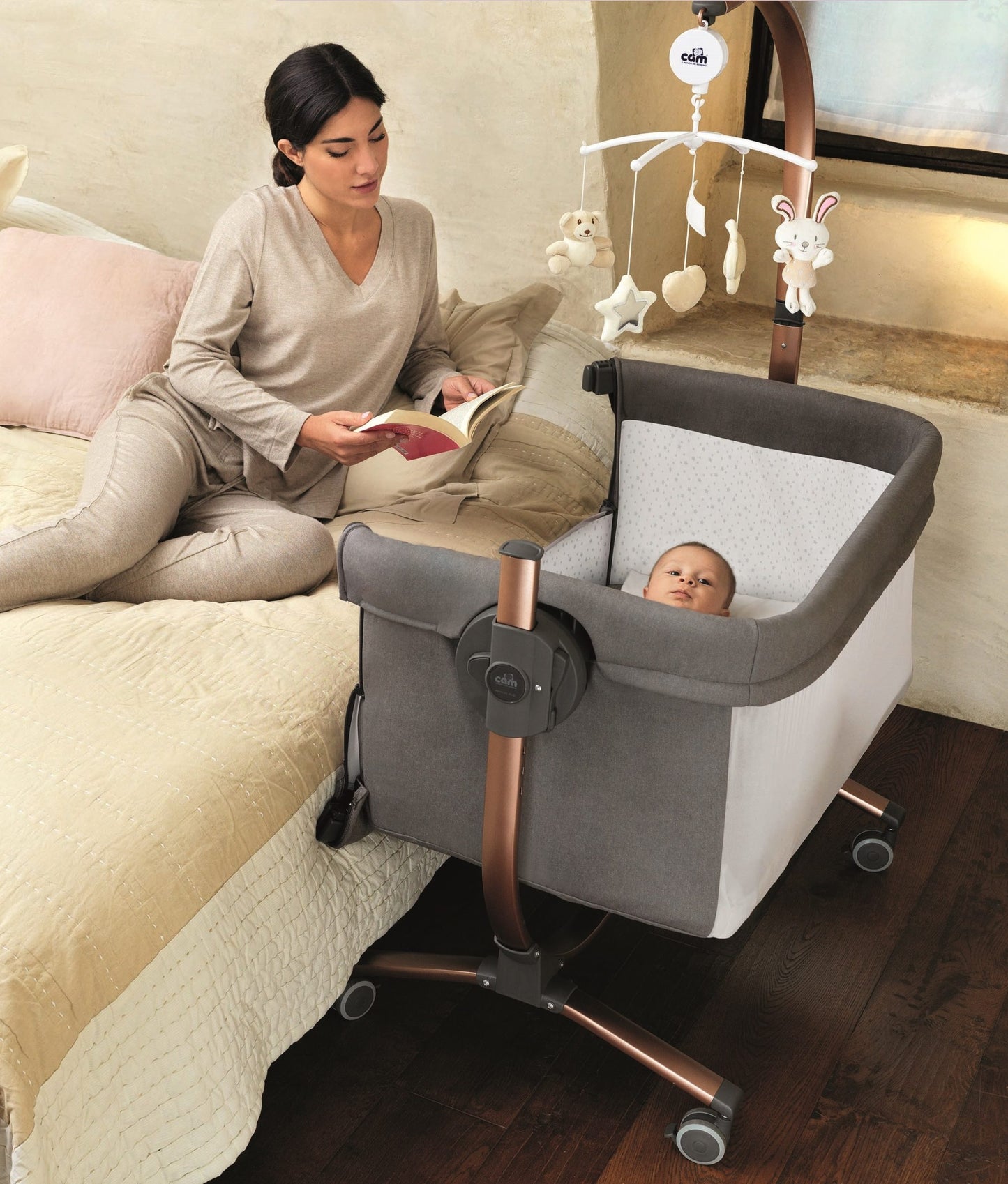 Cam Cullami Bassinet, Rose Gold and Grey