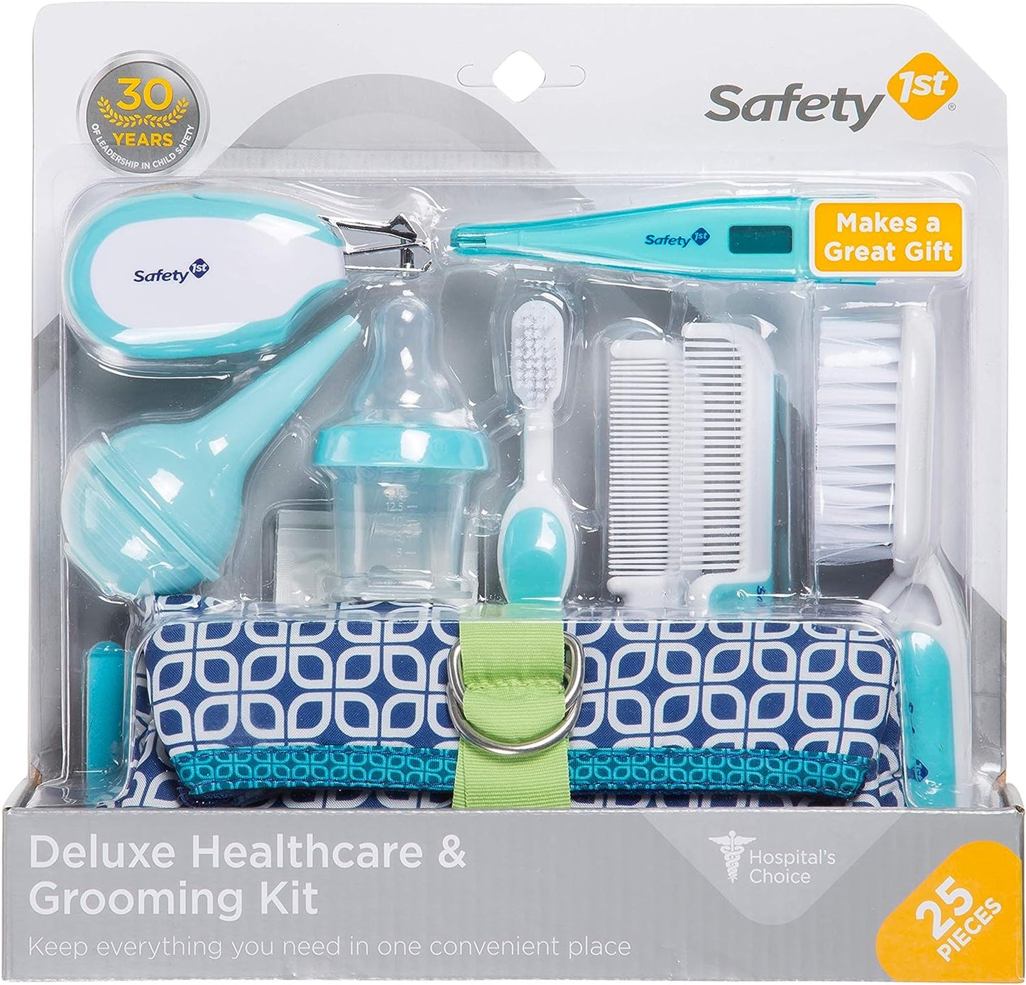 Safety 1st Deluxe Kit de cuidado y cuidado del bebé de 25 piezas - Blanco y azul