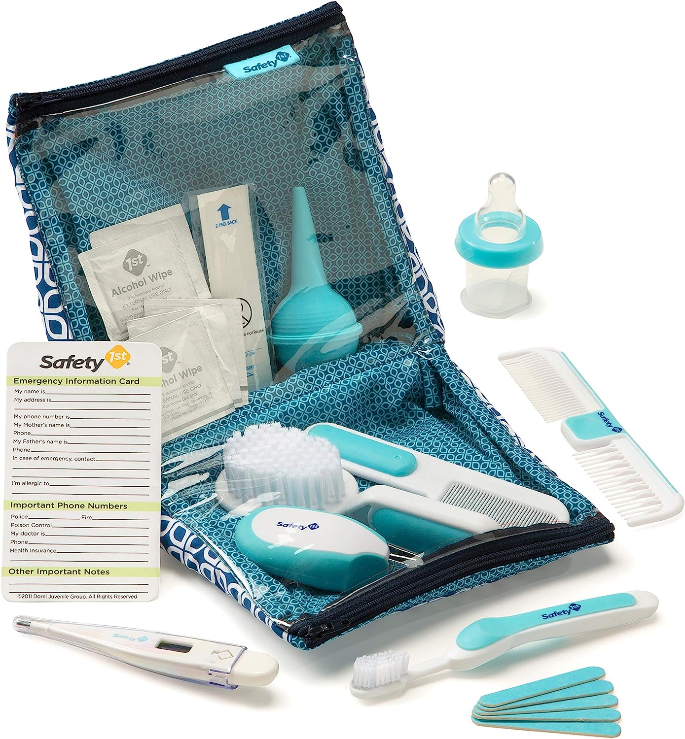 Safety 1st Deluxe Kit de cuidado y cuidado del bebé de 25 piezas - Blanco y azul