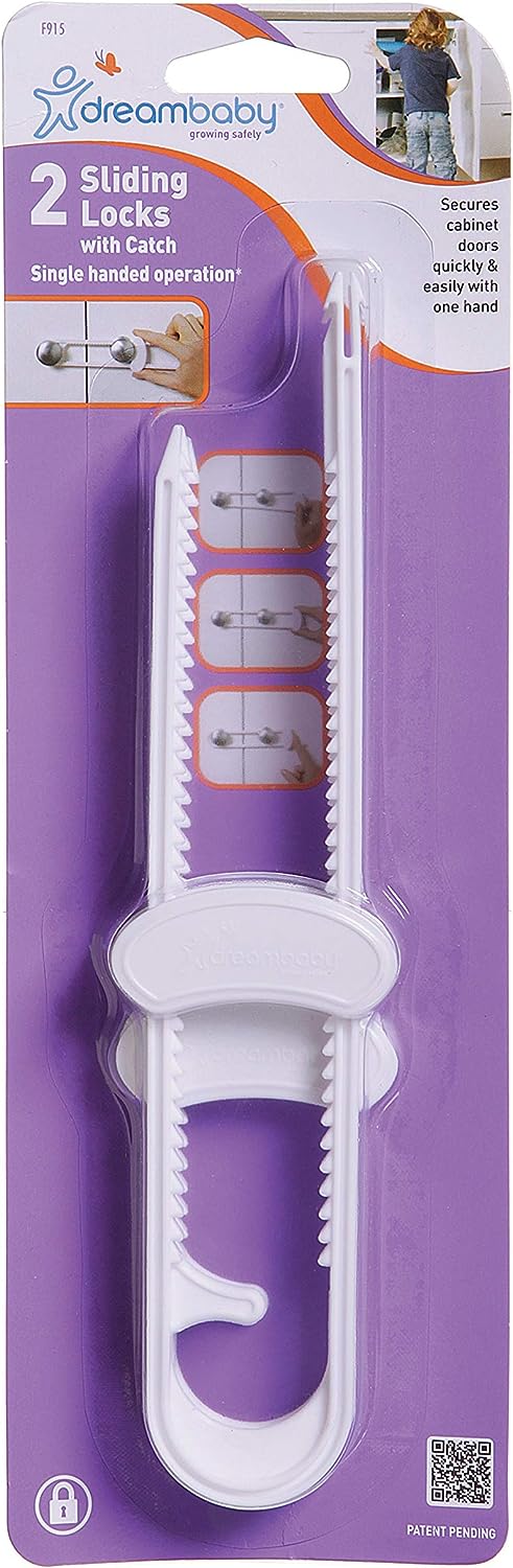 Dreambaby 2-Pack Sliding Locks with Catch - White