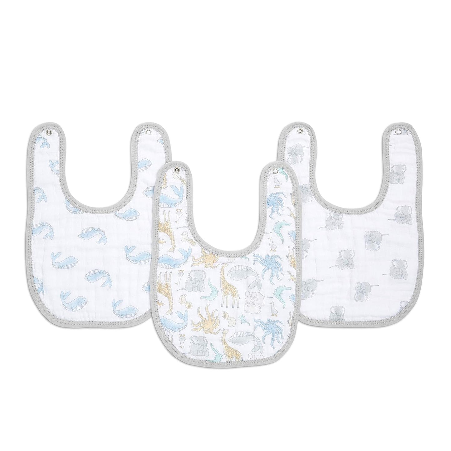 Aden & Anais Essentials Cotton Muslin Snap Bibs 3 Pack