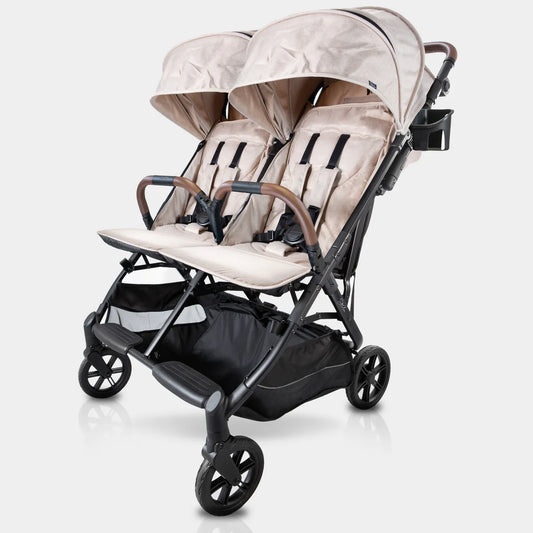 Double stroller with beige seats 