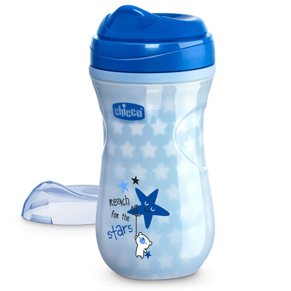 Chicco Taza de entrenamiento con boquilla aislada que brilla en la oscuridad, 9 oz