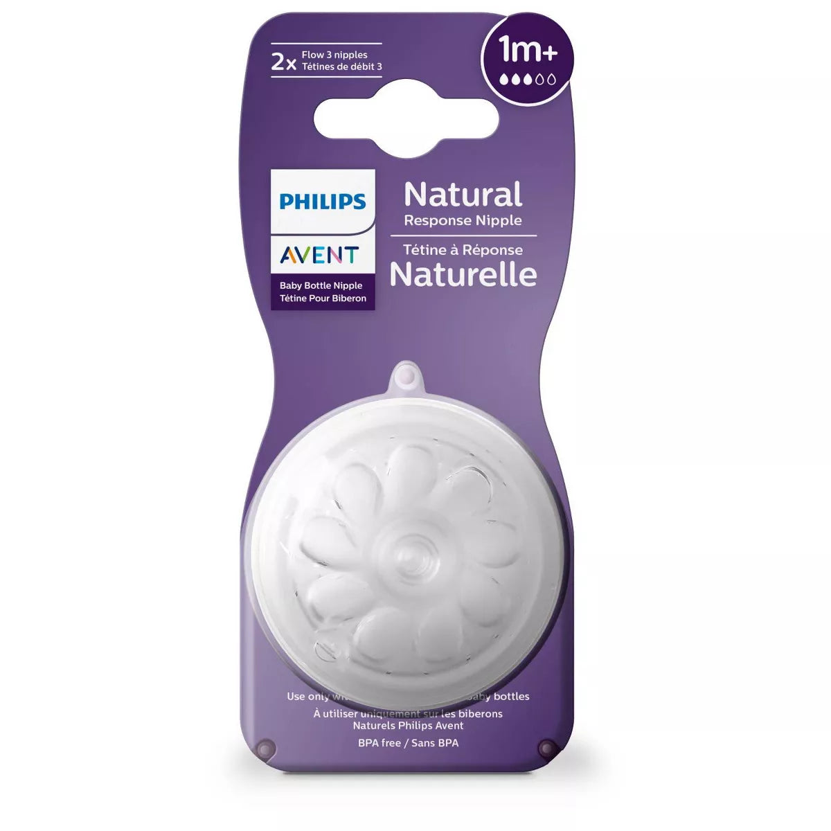 Mamilo Avent Natural Response - Fluxo 3, 1m+, 2pk 