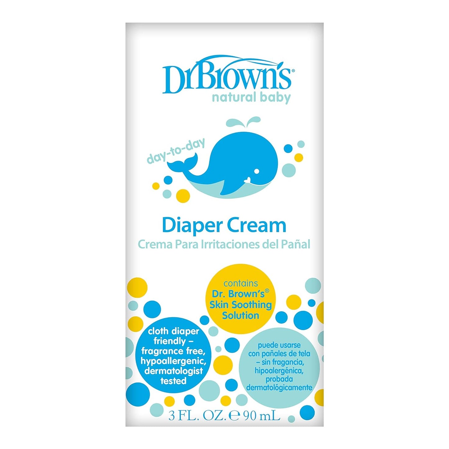 Creme natural para fraldas para bebês do Dr. Brown, 3 onças 