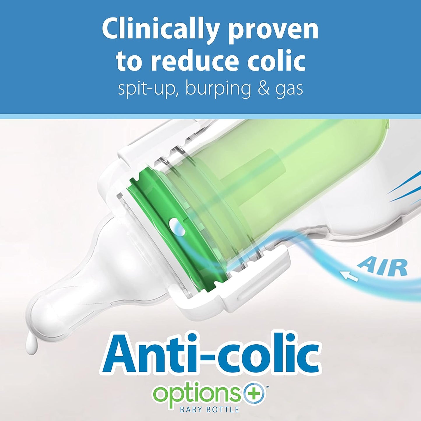 Dr. Brown’s Anti-Colic Options+ Narrow Baby Bottle, 0m+ Level 1 Nipple