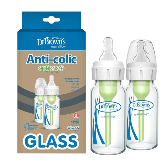 Dr. Brown’s Natural Flow® Anti-Colic Options+™ Narrow Glass Baby Bottles 4 oz/120 mL