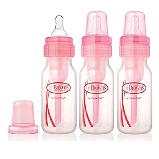 Dr. Brown's PP Options Botellas estrechas de 4 oz con estampado rosa, paquete de 3