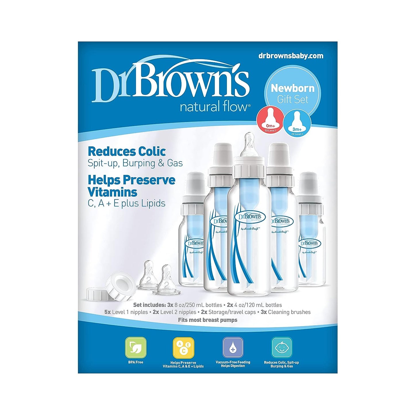 Dr. Brown Natural Floe Anti-Colic Newborn Baby Bottle Gift Set