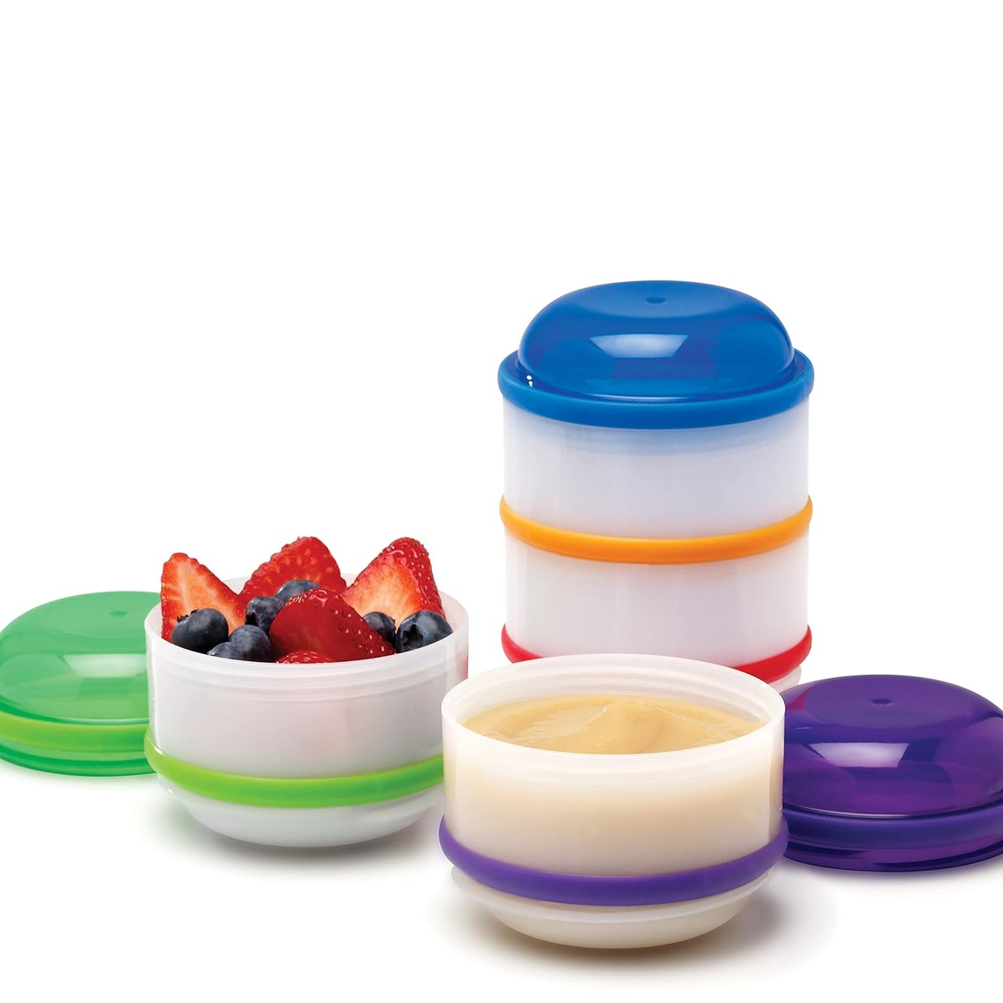 Vasos apilables para refrigerios y salsas Snack-A-Pillar del Dr. Brown's