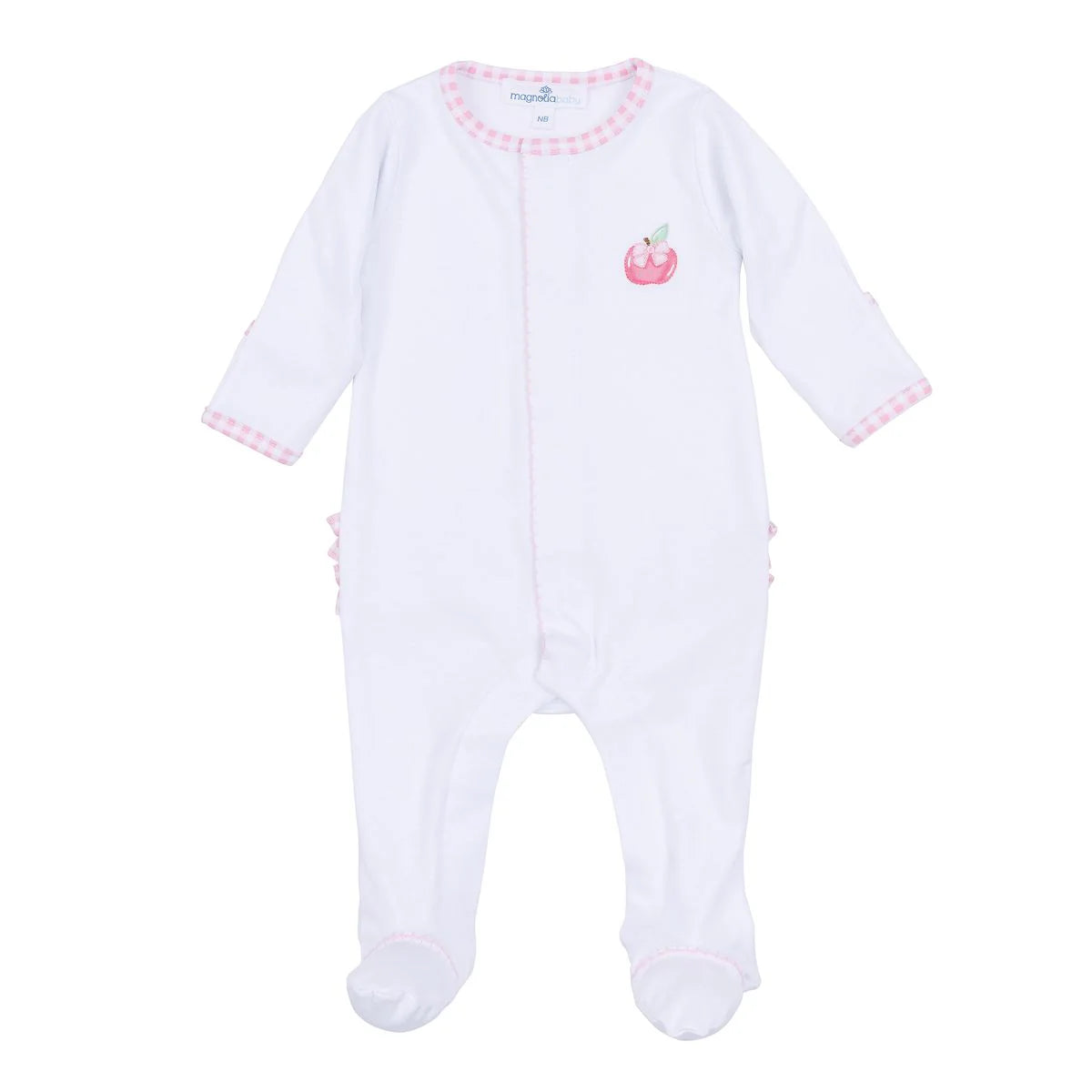 Magnolia Apple of my Eye Embroidered Ruffle Footie