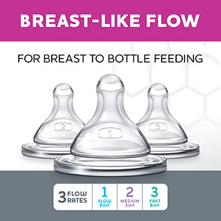 Chicco Duo Hybrid Baby Bottle Nipple Stage 1 Slow Flow (0m+) 2Pk