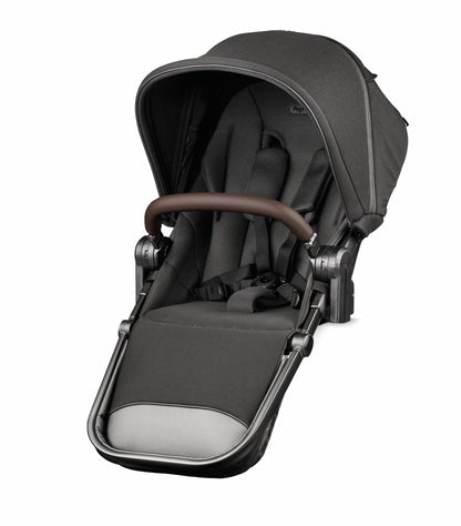 Black baby stroller on a white background