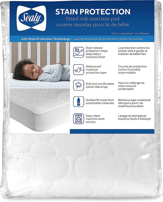 Kolcraft Sealy Stain Protection Crib Mattress Pad Cover