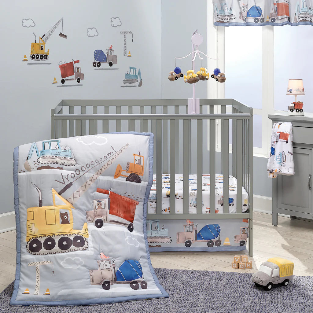 Bedtime Originals Construction Zone Juego de ropa de cama para cuna de 3 piezas