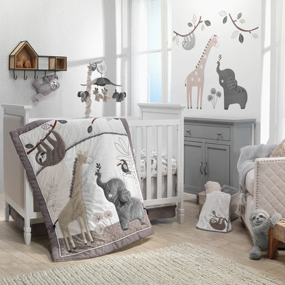 Juego de ropa de cama para cuna de 4 piezas Baby Jungle de Lambs &amp; Ivy