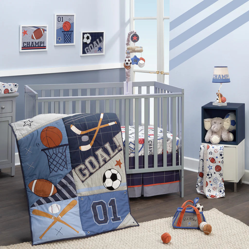 Conjunto de cama para berço de 3 peças Lambs &amp; Ivy Baby Sports