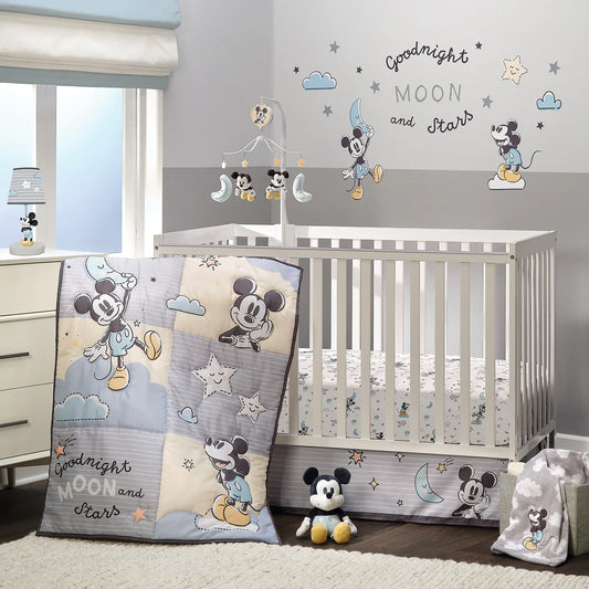 Conjunto de cama para berço de 3 peças Lambs &amp; Ivy Moonlight Mickey