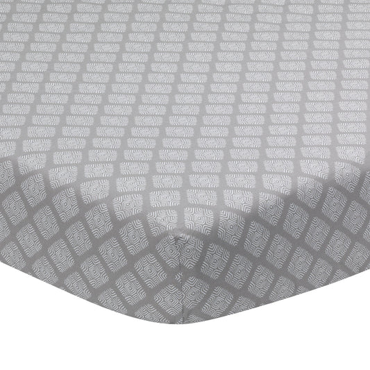 Lambs & Ivy Signature Gray Diamond Medallion Organic Cotton Fitted Crib Sheet