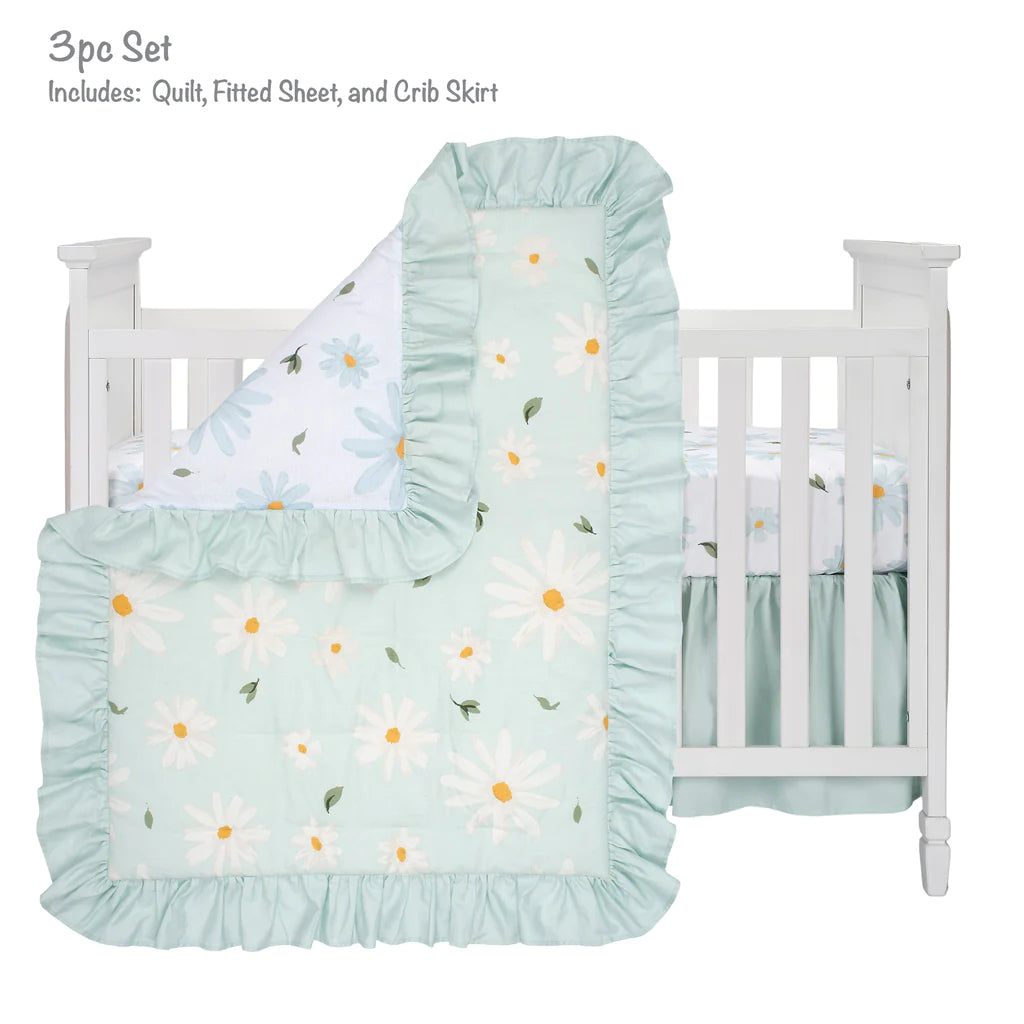 Juego de ropa de cama para cuna de 3 piezas Sweet Daisy de Lambs &amp; Ivy