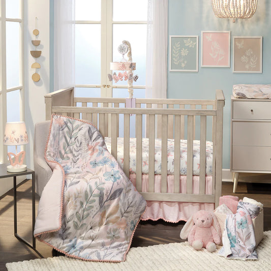 Lambs &amp; Ivy Baby Blooms Juego de ropa de cama para cuna de 3 piezas