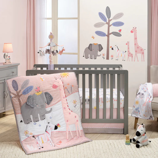 Conjunto de cama para berço de 3 peças Lambs &amp; Ivy Jazzy Jungle