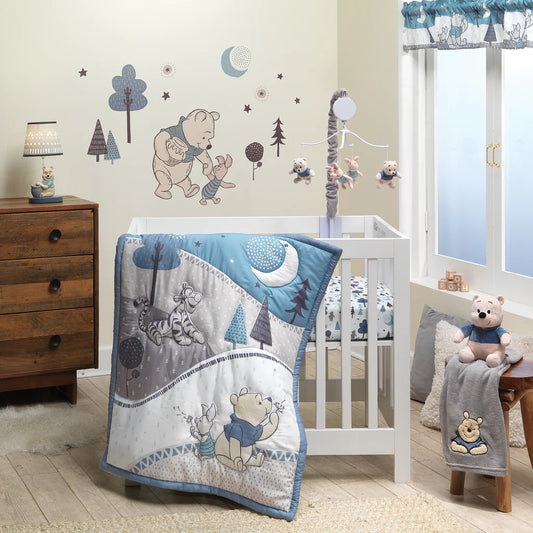 Conjunto de cama para mini berço Lambs &amp; Ivy Forever Pooh de 3 peças