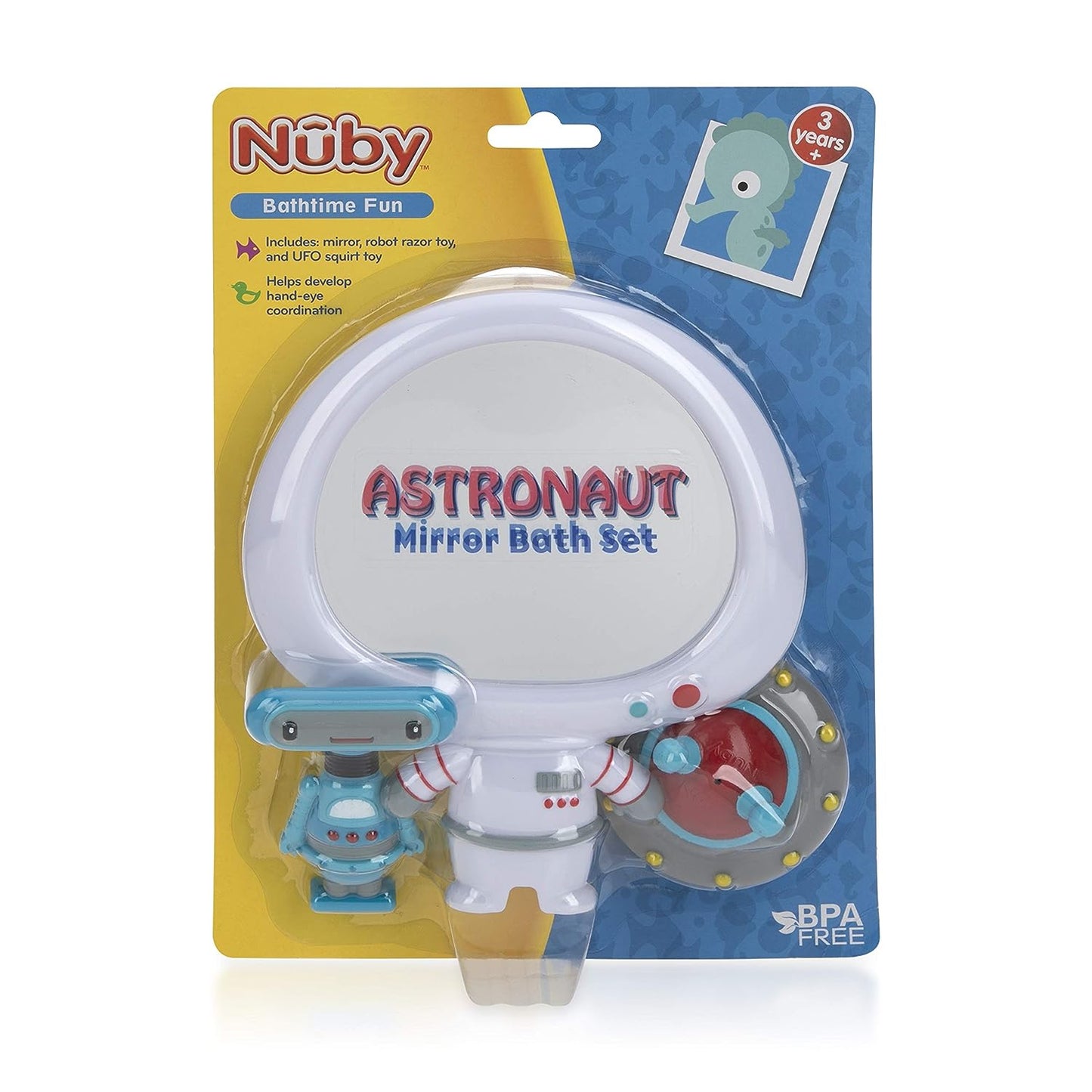 Conjunto de 3 peças de brinquedo de banho com espelho de astronauta Nuby Awesome