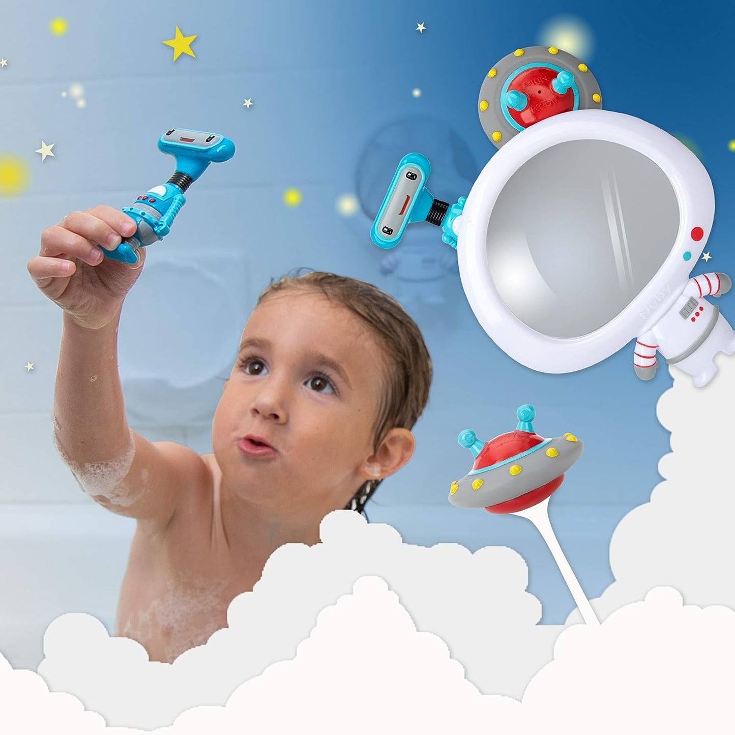 Nuby Awesome Astronaut Mirror Bath Toy 3-Piece Set