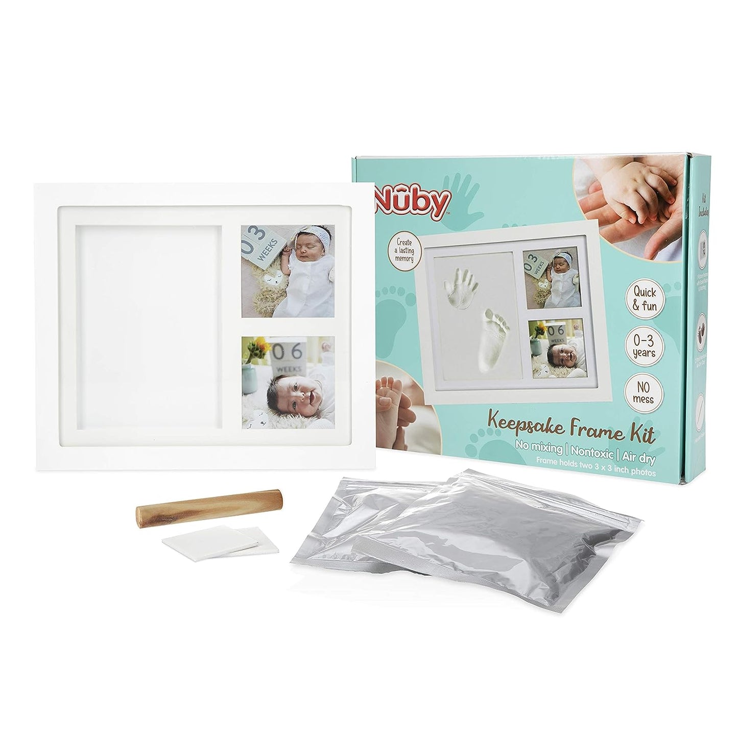 Kit de moldura para lembrança de mãos e pés Nuby Baby 0-3 anos