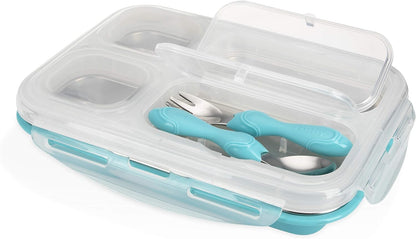 Nuby Insulated Stainless Steel Travel Lunch Box with Fork - Aqua