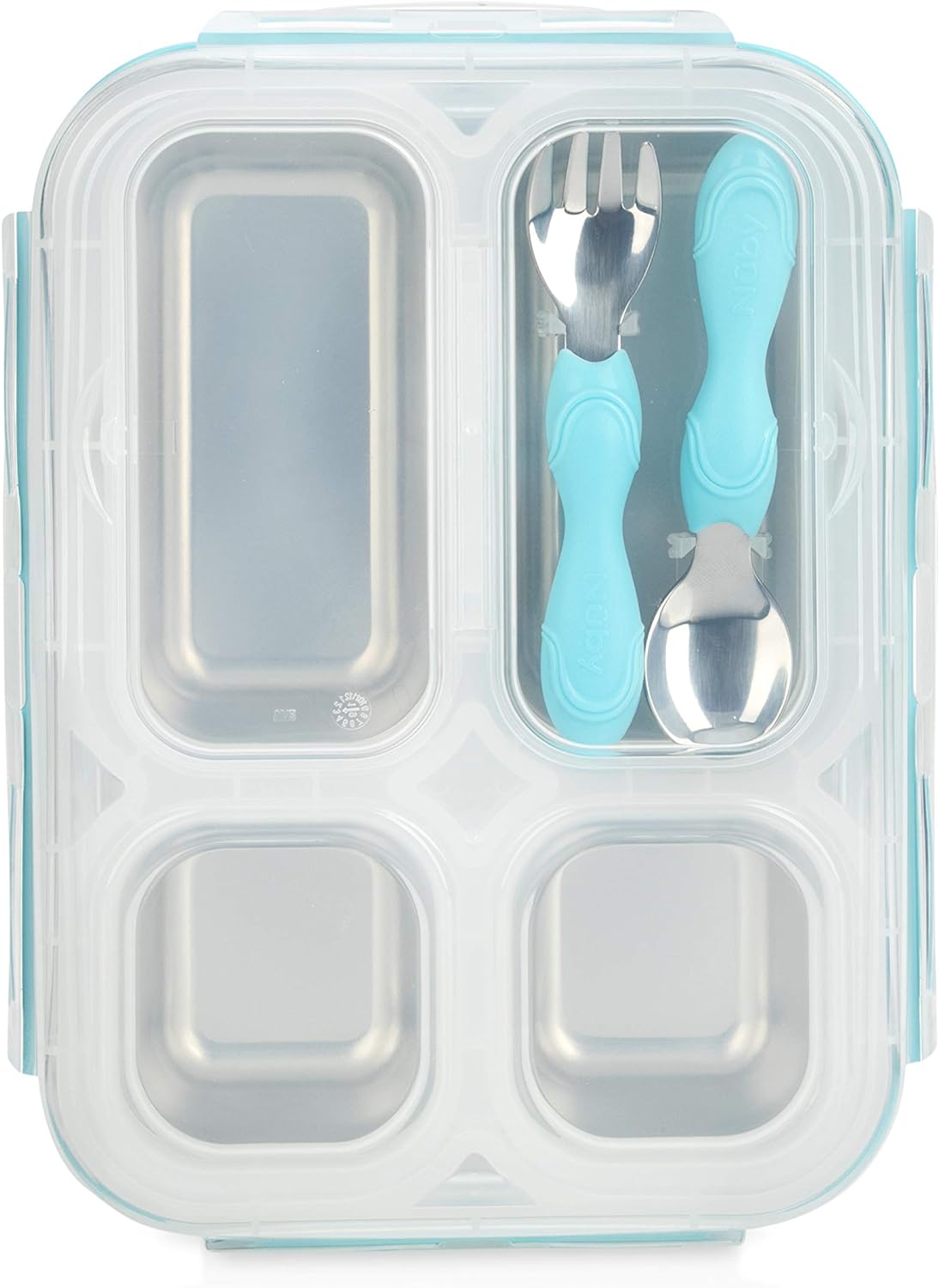 Nuby Insulated Stainless Steel Travel Lunch Box with Fork - Aqua