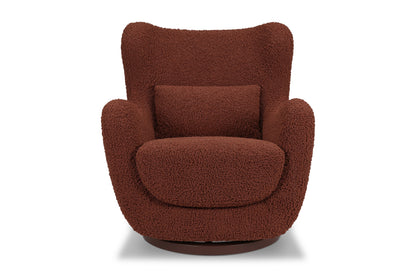 Nursery Works Solstice Swivel Glider in Rouge Teddy Loop w/Rouge Wood Base