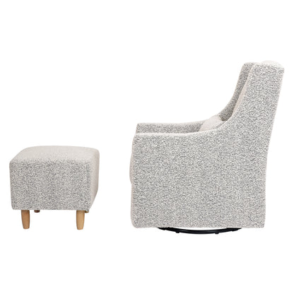 Babyletto Toco Swivel Glider and Ottoman in Black White Boucle (Available 05/25/2024)